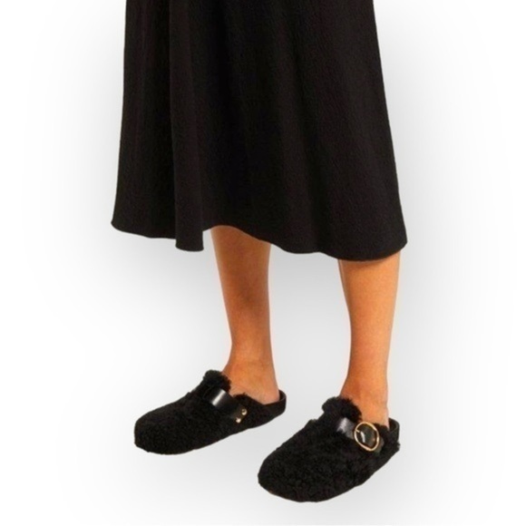 Isabel Marant Mirvin Backless Shearling Clogs Mules Black size EU38 US 8 - Picture 3 of 16